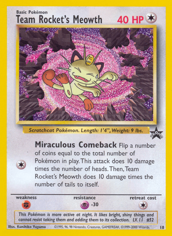 Team Rocket's Meowth from Wizards Black Star Promos