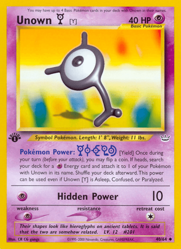 Unown [Y] from Neo Revelation