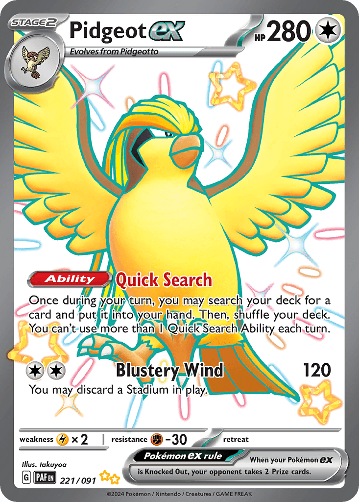 Pidgeot ex from Paldean Fates