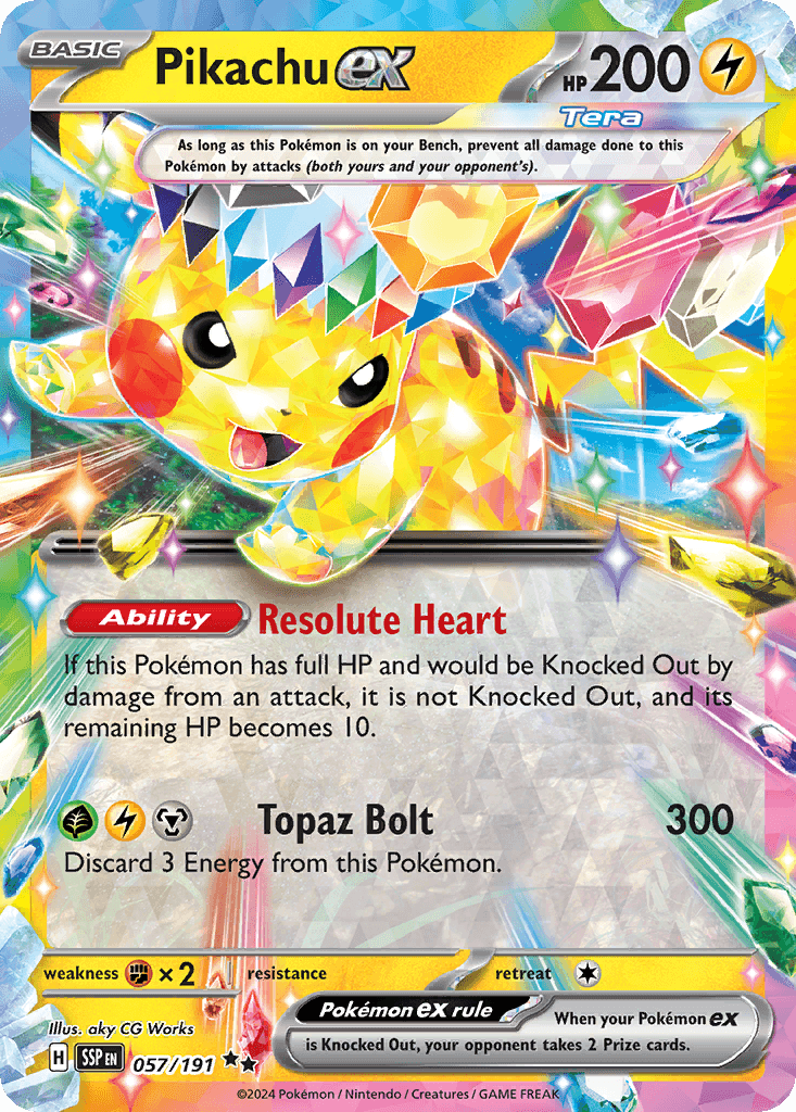 Pikachu ex from Surging Sparks