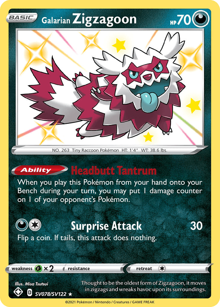 Galarian Zigzagoon from Shining Fates Shiny Vault