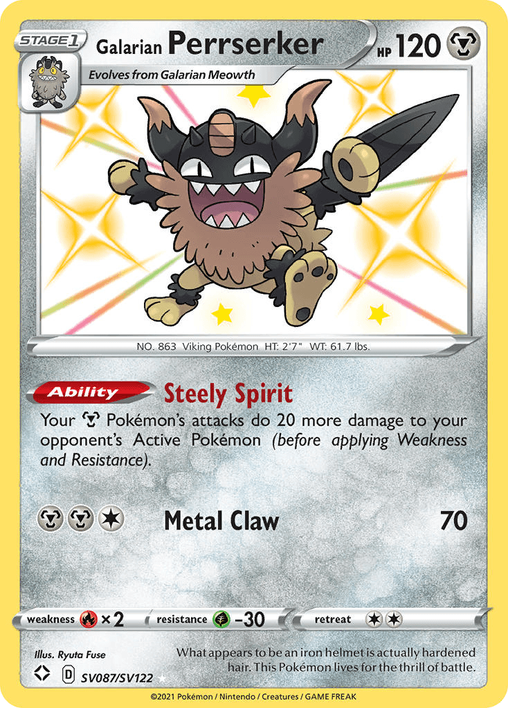 Galarian Perrserker from Shining Fates Shiny Vault