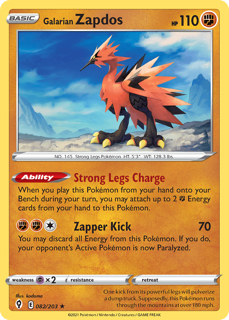 Galarian Zapdos from Evolving Skies
