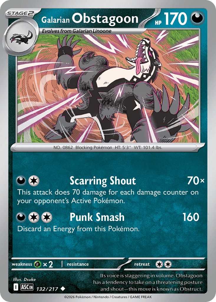Galarian Obstagoon from Ascended Heroes