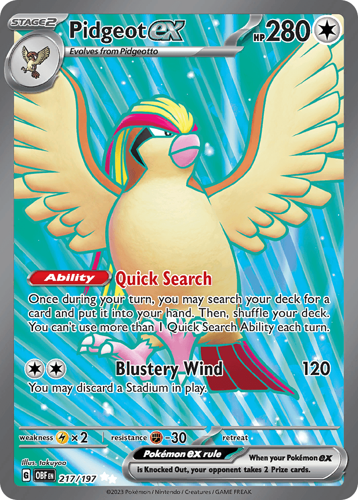 Pidgeot ex from Obsidian Flames