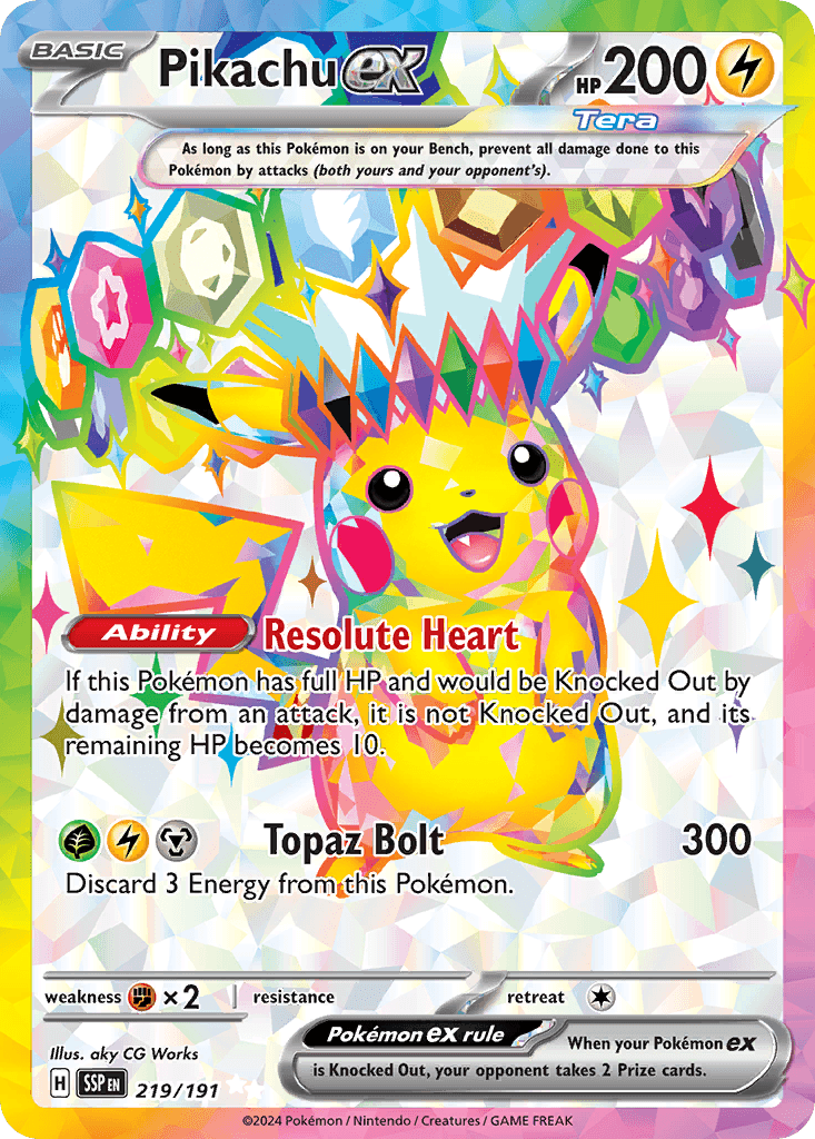 Pikachu ex from Surging Sparks