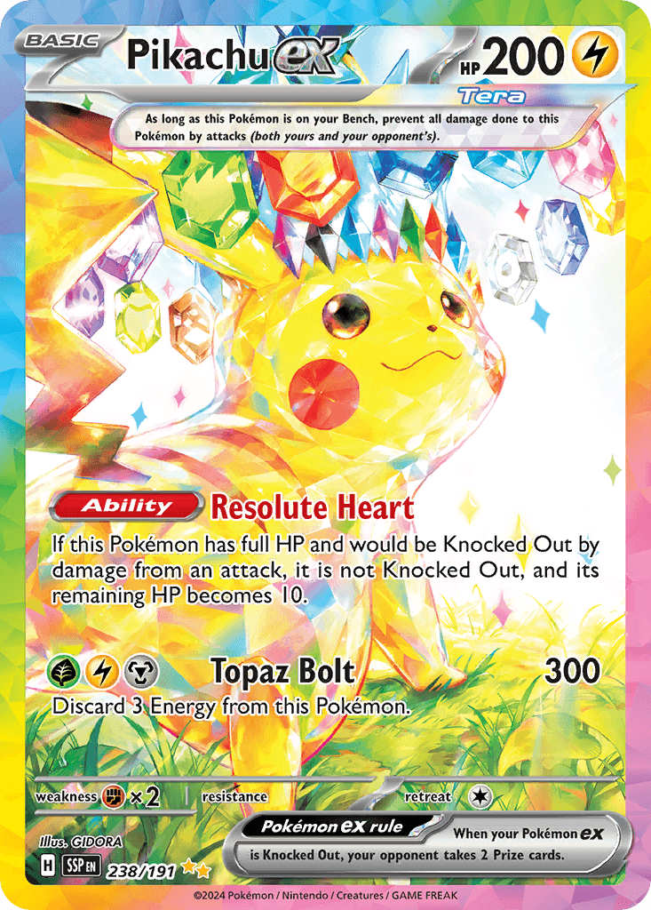 Pikachu ex from Surging Sparks